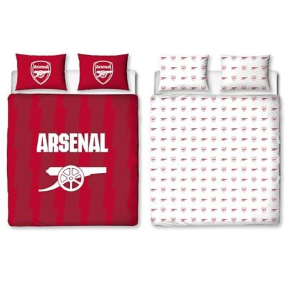 Character World Arsenal FC Parure de lit double Motif géométrique Rouge Réversible 2 faces Produit officiel Avec taies d'oreiller assorties - Publicité Character World Arsenal FC Parure de lit double Motif géométrique Rouge Réversible 2 faces Produit officiel Avec taies d'oreiller assorties - Publicité