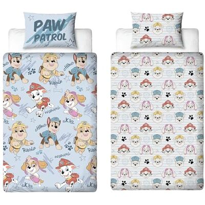 Character World Parure de lit Simple Officielle Paw Patrol Parure de lit réversible Bleue à Motif esquissé, avec taie d'oreiller Assortie et Personnages Ruben, Chase, Marshall et Skye. Publicité Character World Parure de lit Simple Officielle Paw Patrol Parure de lit réversible Bleue à Motif esquissé, avec taie d'oreiller Assortie et Personnages Ruben, Chase, Marshall et Skye. Publicité