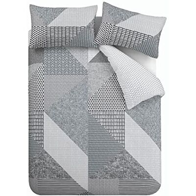 Catherine Lansfield Larsson Geo Parure de lit Double réversible avec taies d'oreiller Gris - Publicité Catherine Lansfield Larsson Geo Parure de lit Double réversible avec taies d'oreiller Gris - Publicité