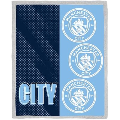 Character World Couverture Polaire Officielle Manchester City FC Couvre-lit Super Doux et Chaud avec Revers en Sherpa Motif équipe de Football Parfait pour la Maison, la Chambre, Les soirées - Publicité Character World Couverture Polaire Officielle Manchester City FC Couvre-lit Super Doux et Chaud avec Revers en Sherpa Motif équipe de Football Parfait pour la Maison, la Chambre, Les soirées - Publicité