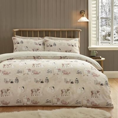 Catherine Lansfield Winter Friends Parure de lit avec Housse de Couette et taies d'oreiller Sherpa pour très Grand lit - Publicité Catherine Lansfield Winter Friends Parure de lit avec Housse de Couette et taies d'oreiller Sherpa pour très Grand lit - Publicité