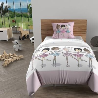 Soleil d'ocre , Parure Housse de Couette 140x200 cm Danseuses Rose, 100% Coton 57 Fils/cm2 - Publicité Soleil d'ocre , Parure Housse de Couette 140x200 cm Danseuses Rose, 100% Coton 57 Fils/cm2 - Publicité
