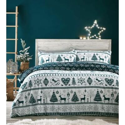 HOMEMAKER BEDDING Parure de lit de Noël avec motif renne et cœurs Bleu sarcelle et blanc Pour lit super king size - Publicité HOMEMAKER BEDDING Parure de lit de Noël avec motif renne et cœurs Bleu sarcelle et blanc Pour lit super king size - Publicité