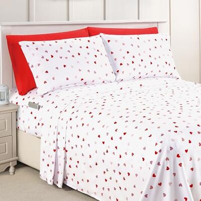 Elegant Comfort Parure de lit 6 pièces, Douce et Confortable, en Microfibre de qualité hôtelière, 600 Fils/cm², Infroissable, Bonnets Profonds, pour lit Queen Size, Motif cœur, Valentina - Publicité Elegant Comfort Parure de lit 6 pièces, Douce et Confortable, en Microfibre de qualité hôtelière, 600 Fils/cm², Infroissable, Bonnets Profonds, pour lit Queen Size, Motif cœur, Valentina - Publicité