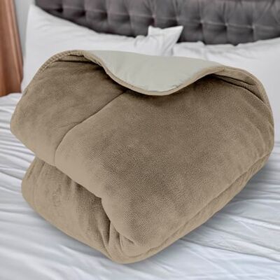Soleil d'ocre , Couette doublée Polaire Microfibre 220x240 cm Bicolore Ivoire et Sable - Publicité Soleil d'ocre , Couette doublée Polaire Microfibre 220x240 cm Bicolore Ivoire et Sable - Publicité