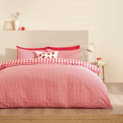 Catherine Lansfield Bamford Parure de lit réversible avec Housse de Couette et taie d'oreiller Motif Vichy Rouge - Publicité Catherine Lansfield Bamford Parure de lit réversible avec Housse de Couette et taie d'oreiller Motif Vichy Rouge - Publicité