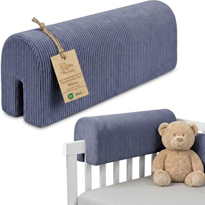 Totsy Baby Tour de lit rembourré pour lit enfant à barreaux protection de bord Tour de barreaux 50 cm rembourrage mousse housse amovible en Velours contour douillet moelleux Bleu jean - Publicité Totsy Baby Tour de lit rembourré pour lit enfant à barreaux protection de bord Tour de barreaux 50 cm rembourrage mousse housse amovible en Velours contour douillet moelleux Bleu jean - Publicité