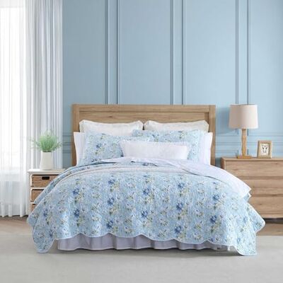 Laura Ashley Parure de lit Queen Size/2 Places Ultra Douce Comprenant Une taie d’Oreiller Assortie, Bord festonné, Motif Jardinier Bleu à pivoines - Publicité Laura Ashley Parure de lit Queen Size/2 Places Ultra Douce Comprenant Une taie d’Oreiller Assortie, Bord festonné, Motif Jardinier Bleu à pivoines - Publicité