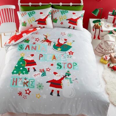Bedlam Housse de Couette Père Noël Rouge Lit Simple (140 x 200 cm) Design réversible (Gris/Rouge) Housse de Couette de Noël pour Enfants Parure de lit Père Noël Dessin animé Literie de - Publicité Bedlam Housse de Couette Père Noël Rouge Lit Simple (140 x 200 cm) Design réversible (Gris/Rouge) Housse de Couette de Noël pour Enfants Parure de lit Père Noël Dessin animé Literie de - Publicité