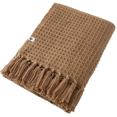 AltoBuy Karl Plaid à Franges 100% Recyclé Tissage Nid d'abeilles 130x160cm Camel - Publicité AltoBuy Karl Plaid à Franges 100% Recyclé Tissage Nid d'abeilles 130x160cm Camel - Publicité