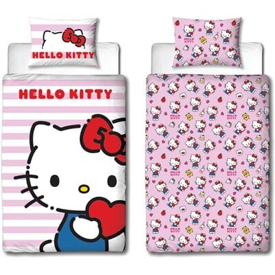 Housse de Couette Simple Hello Kitty - Ensemble de Literie Réversible - Publicité Housse de Couette Simple Hello Kitty - Ensemble de Literie Réversible - Publicité
