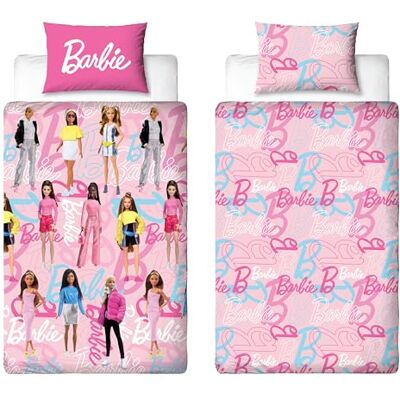Character World Barbie Parure de lit réversible avec Housse de Couette réversible pour Enfant 2 côtés avec taie d'oreiller Assortie en Polyester Rose - Publicité Character World Barbie Parure de lit réversible avec Housse de Couette réversible pour Enfant 2 côtés avec taie d'oreiller Assortie en Polyester Rose - Publicité