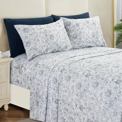 Elegant Comfort Parure de lit 4 pièces Douce et Confortable – Microfibre de qualité hôtelière 1500, Poche Profonde et Infroissable, à Motif Cachemire, pour lit Simple XL, Bleu Marine Cachemire - Publicité Elegant Comfort Parure de lit 4 pièces Douce et Confortable – Microfibre de qualité hôtelière 1500, Poche Profonde et Infroissable, à Motif Cachemire, pour lit Simple XL, Bleu Marine Cachemire - Publicité