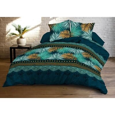 Le linge de Jules Housse de Couette 240x260 + 2 taies Microfibre Douce et résistante Entretien Facile Paraiso, Bleu - Publicité Le linge de Jules Housse de Couette 240x260 + 2 taies Microfibre Douce et résistante Entretien Facile Paraiso, Bleu - Publicité