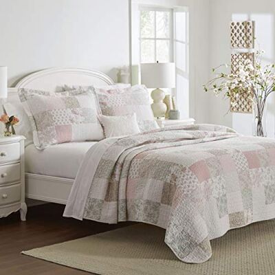 Laura Ashley Parure de lit réversible en Coton avec Couvre-Oreiller(s) Assorti(s), décoration d'intérieur inspirée, 100% Celina Patchwork, Rose/Sauge, Grand lit - Publicité Laura Ashley Parure de lit réversible en Coton avec Couvre-Oreiller(s) Assorti(s), décoration d'intérieur inspirée, 100% Celina Patchwork, Rose/Sauge, Grand lit - Publicité