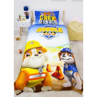 Character World Parure de lit Simple Pat' Patrouille, sous Licence Officielle, Motif Ruben et Son équipe Parure de lit réversible pour Chien, taie d'oreiller Assortie Incluse Idéale pour Une Chambre d'enfant - Publicité Character World Parure de lit Simple Pat' Patrouille, sous Licence Officielle, Motif Ruben et Son équipe Parure de lit réversible pour Chien, taie d'oreiller Assortie Incluse Idéale pour Une Chambre d'enfant - Publicité