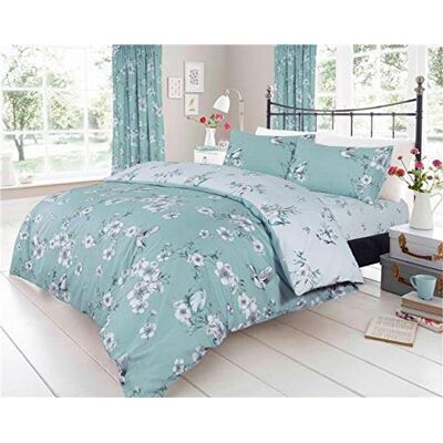 HOMEMAKER BEDDING ® Parure de lit avec housse de couette et taies d'oreiller Motif floral Bleu canard King size - Publicité HOMEMAKER BEDDING ® Parure de lit avec housse de couette et taies d'oreiller Motif floral Bleu canard King size - Publicité