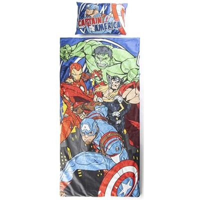 Jay Franco Sac de Couchage Marvel Avengers avec Oreiller intégré, Ensemble Couverture et Oreiller, Tapis de Sieste avec poignée de Transport, 2 pièces - Publicité Jay Franco Sac de Couchage Marvel Avengers avec Oreiller intégré, Ensemble Couverture et Oreiller, Tapis de Sieste avec poignée de Transport, 2 pièces - Publicité