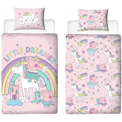 Character World Housse de Couette Officielle pour lit bébé Peppa Pig Parure de lit réversible Double Face pour Enfant avec taie d'oreiller Assortie. Marques - Publicité Character World Housse de Couette Officielle pour lit bébé Peppa Pig Parure de lit réversible Double Face pour Enfant avec taie d'oreiller Assortie. Marques - Publicité