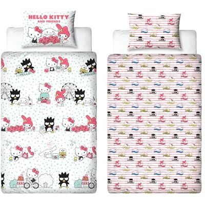 Character World Parure de lit Simple Officielle Hello Kitty Parure de lit réversible Double Face avec taie d'oreiller Assortie - Publicité Character World Parure de lit Simple Officielle Hello Kitty Parure de lit réversible Double Face avec taie d'oreiller Assortie - Publicité