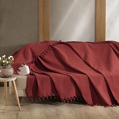 Milam London Couverture Bordeaux en Coton gaufré, Couvre-lit pour canapé King Size, Grand lit 3 Places, Couverture pour lit, Grands canapés 220 X 240 Cm - Publicité Milam London Couverture Bordeaux en Coton gaufré, Couvre-lit pour canapé King Size, Grand lit 3 Places, Couverture pour lit, Grands canapés 220 X 240 Cm - Publicité