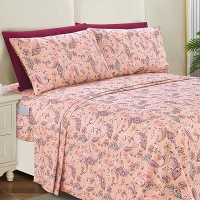 Elegant Comfort Parure de lit 6 pièces Douce et Confortable – Microfibre de qualité hôtelière 1500, Poche Profonde et Infroissable – Très Grand lit – Corail Cachemire - Publicité Elegant Comfort Parure de lit 6 pièces Douce et Confortable – Microfibre de qualité hôtelière 1500, Poche Profonde et Infroissable – Très Grand lit – Corail Cachemire - Publicité