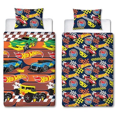 Character World Hot Wheels Parure de lit Simple sous Licence Officielle Racer Design Parure de lit réversible Double Face avec taie d'oreiller Assortie Parfait pour Chambre d'enfant - Publicité Character World Hot Wheels Parure de lit Simple sous Licence Officielle Racer Design Parure de lit réversible Double Face avec taie d'oreiller Assortie Parfait pour Chambre d'enfant - Publicité