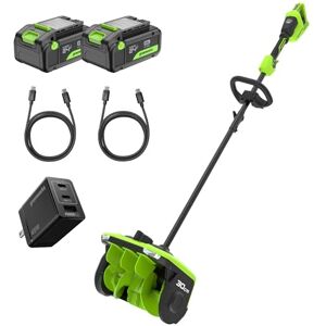 Greenworks Fraise à Neige sans Fil (48V, Largeur utile 30cm, Hauteur de Neige Max. 20cm) avec 2 Batteries de 4,0 Ah & 65W USB C Chargeur SS3002 - Publicité Greenworks Fraise à Neige sans Fil (48V, Largeur utile 30cm, Hauteur de Neige Max. 20cm) avec 2 Batteries de 4,0 Ah & 65W USB C Chargeur SS3002 - Publicité