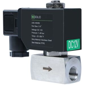 U.S. Solid Électrovanne haute pression 1/4" 60 bar acier inoxydable 12 V DC haute pression électrovanne électrique résistante aux hautes températures, 60 bar, -30-180 ℃ - Publicité U.S. Solid Électrovanne haute pression 1/4" 60 bar acier inoxydable 12 V DC haute pression électrovanne électrique résistante aux hautes températures, 60 bar, -30-180 ℃ - Publicité