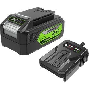 Greenworks Batterie et Chargeur 24V Batterie et Chargeur d’Origine pour Outils de Jardin et Électriques 24V, Sortie 60W, Temps de Charge 120 Min Batterie Lithium-Ion 4Ah G24B4 & G24UC - Publicité Greenworks Batterie et Chargeur 24V Batterie et Chargeur d’Origine pour Outils de Jardin et Électriques 24V, Sortie 60W, Temps de Charge 120 Min Batterie Lithium-Ion 4Ah G24B4 & G24UC - Publicité