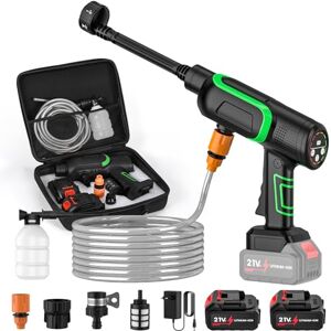 SWBSLL Nettoyeur Haute Pression sans Fil, 50 Bar Nettoyeur Haute Pression sur Batterie avec 2 × 3.0Ah Batterie, Tuyau de 5M, Buse 6 en 1, Trois Modes de Nettoyage, pour Lavage de Voiture, Cour, Jardin - Publicité SWBSLL Nettoyeur Haute Pression sans Fil, 50 Bar Nettoyeur Haute Pression sur Batterie avec 2 × 3.0Ah Batterie, Tuyau de 5M, Buse 6 en 1, Trois Modes de Nettoyage, pour Lavage de Voiture, Cour, Jardin - Publicité