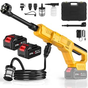 SWBSLL Nettoyeur Haute Pression sans Fil, Nettoyeur Haute Pression sur Batterie 50 Bars avec 2 x 3Ah Batteries, Buse Réglable 6 en 1, Nettoyeur Hydrojet pour Nettoyer Les Voitures et l’Extérieur - Publicité SWBSLL Nettoyeur Haute Pression sans Fil, Nettoyeur Haute Pression sur Batterie 50 Bars avec 2 x 3Ah Batteries, Buse Réglable 6 en 1, Nettoyeur Hydrojet pour Nettoyer Les Voitures et l’Extérieur - Publicité