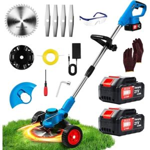 Xbzzgmg Debroussailleuse Electrique 21V Coupe Bordure sans Fil avec Batterie 4.0AH et 3 Types De Lames Débroussailleuse à Batterie Diamètre de Coupe 20cm Légère à Faible Bruit pour Jardin Élagage - Publicité Xbzzgmg Debroussailleuse Electrique 21V Coupe Bordure sans Fil avec Batterie 4.0AH et 3 Types De Lames Débroussailleuse à Batterie Diamètre de Coupe 20cm Légère à Faible Bruit pour Jardin Élagage - Publicité