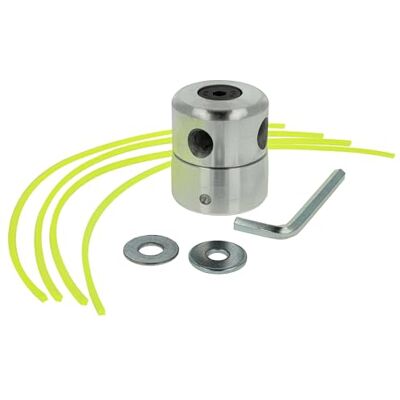 vhbw Tête à double fil en aluminium pour coupe-bordures/débroussailleuse avec ses accessoires et fil de coupe en nylon, logement pour réception M8 M10 - Publicité vhbw Tête à double fil en aluminium pour coupe-bordures/débroussailleuse avec ses accessoires et fil de coupe en nylon, logement pour réception M8 M10 - Publicité
