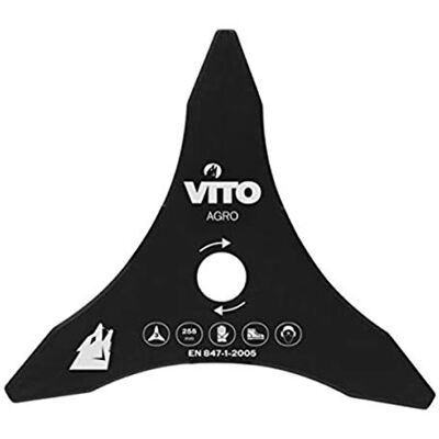VITO Lame de coupe pour Débroussailleuse 3 dents Diam 255mm Alesage 25.4 - Publicité VITO Lame de coupe pour Débroussailleuse 3 dents Diam 255mm Alesage 25.4 - Publicité
