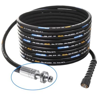 Techkar Tuyau de tuyau de rechange pour nettoyeur haute pression Kärcher 15 m 250 bar DN8 Profi M22 x 1,5 Tuyau haute pression compatible avec Kärcher HD HDS Connecteur de 11 mm - Publicité Techkar Tuyau de tuyau de rechange pour nettoyeur haute pression Kärcher 15 m 250 bar DN8 Profi M22 x 1,5 Tuyau haute pression compatible avec Kärcher HD HDS Connecteur de 11 mm - Publicité