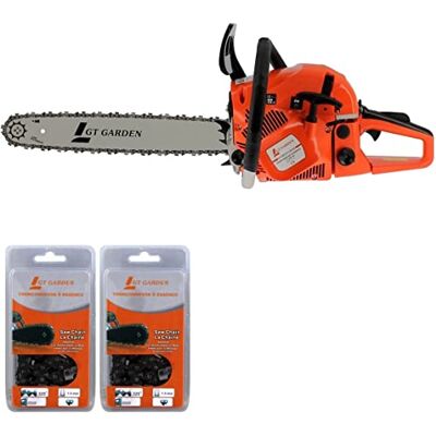 GT Garden Tronçonneuse Thermique 62 cm3, 3.5 CV, Guide 45 cm, 2 chaînes - Publicité GT Garden Tronçonneuse Thermique 62 cm3, 3.5 CV, Guide 45 cm, 2 chaînes - Publicité