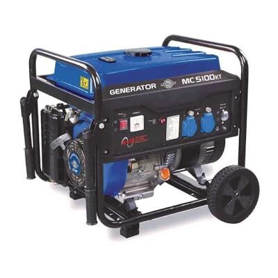 Mecafer Mercure 450051 MC5100KT Groupe électrogène Essence SP, 4300 W max, kit roues, régulation AVR, Autonomie de 9h - Publicité Mecafer Mercure 450051 MC5100KT Groupe électrogène Essence SP, 4300 W max, kit roues, régulation AVR, Autonomie de 9h - Publicité