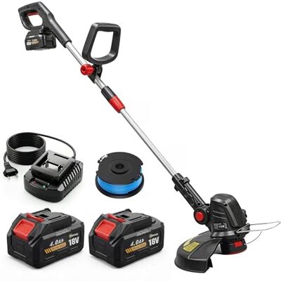 Outsunny Coupe-Bordures sans Fil 18V, 2 Batteries 4,0 Ah, Chargeur, Coupe 25 cm, Manche Télescopique, Carter protège, Tête et Poignée Réglables, Coupe-Bordures Electrique pour Jardin Pelouse, Argent - Publicité Outsunny Coupe-Bordures sans Fil 18V, 2 Batteries 4,0 Ah, Chargeur, Coupe 25 cm, Manche Télescopique, Carter protège, Tête et Poignée Réglables, Coupe-Bordures Electrique pour Jardin Pelouse, Argent - Publicité