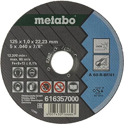 Metabo 616357000 125 x 1.0 x 22.23 mm - Disque abrasif - Publicité Metabo 616357000 125 x 1.0 x 22.23 mm - Disque abrasif - Publicité