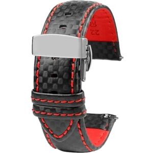 SinSed 18Mm 20Mm 21Mm 22Mm 23Mm 24Mm Hommes Femmes Couture Bracelet De Montre En Fiber De Carbone Bracelet En Cuir, Pliage d'argent rouge, 21mm - Publicité SinSed 18Mm 20Mm 21Mm 22Mm 23Mm 24Mm Hommes Femmes Couture Bracelet De Montre En Fiber De Carbone Bracelet En Cuir, Pliage d'argent rouge, 21mm - Publicité