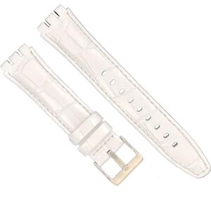 Diloy Bracelet de montre en cuir compatible avec Swatch Irony et Scuba Cuir gravé crocodile alligator 21-23mm Ref 328 Blanc 21mm - Publicité Diloy Bracelet de montre en cuir compatible avec Swatch Irony et Scuba Cuir gravé crocodile alligator 21-23mm Ref 328 Blanc 21mm - Publicité