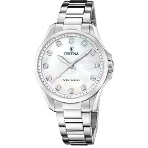 Festina Montre Solaire Femme Acier Inoxydable 316L Argenté Quartz Verre minéral Haute résistance Étanche 5 ATM Solar Energy - Publicité Festina Montre Solaire Femme Acier Inoxydable 316L Argenté Quartz Verre minéral Haute résistance Étanche 5 ATM Solar Energy - Publicité
