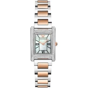 Emporio Armani Watch for Women, 22mm Rectangle Case Quartz Two Hand Movement with Stainless Steel Or Leather Strap - Publicité Emporio Armani Watch for Women, 22mm Rectangle Case Quartz Two Hand Movement with Stainless Steel Or Leather Strap - Publicité