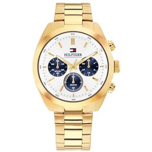 Tommy Hilfiger Montre Chronographe à Quartz pour Homme avec Bracelet en Acier Inoxydable de Couleur Dorée - Publicité Tommy Hilfiger Montre Chronographe à Quartz pour Homme avec Bracelet en Acier Inoxydable de Couleur Dorée - Publicité