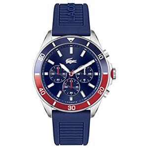 Lacoste Montre Chronographe à Quartz pour Homme Collection TIEBREAKER avec Bracelet en Silicone Bleu - Publicité Lacoste Montre Chronographe à Quartz pour Homme Collection TIEBREAKER avec Bracelet en Silicone Bleu - Publicité