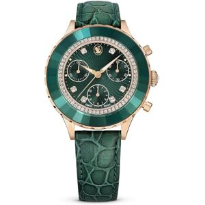 Swarovski Montre Octea Chrono, Fabriqué en Suisse, Bracelet en cuir, Verte, Finition or rose - Publicité Swarovski Montre Octea Chrono, Fabriqué en Suisse, Bracelet en cuir, Verte, Finition or rose - Publicité