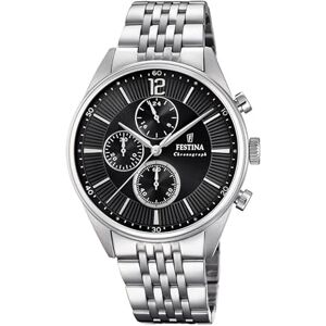 Festina Montre Homme Analogique en Acier Inoxydable 316L Argenté Mouvement Quartz Chronographe Verre Minéral Haute Résistance Étanche 5 ATM Timeless Chronograph - Publicité Festina Montre Homme Analogique en Acier Inoxydable 316L Argenté Mouvement Quartz Chronographe Verre Minéral Haute Résistance Étanche 5 ATM Timeless Chronograph - Publicité