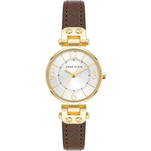 Anne Klein Montre Femme Bracelet Cuir 10/9442CHHY, Doré/Marron, Robe - Publicité Anne Klein Montre Femme Bracelet Cuir 10/9442CHHY, Doré/Marron, Robe - Publicité