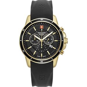 Swiss Alpine Military 7089.9 Montre chronographe à Quartz analogique en Silicone pour Homme, Or, lanière - Publicité Swiss Alpine Military 7089.9 Montre chronographe à Quartz analogique en Silicone pour Homme, Or, lanière - Publicité